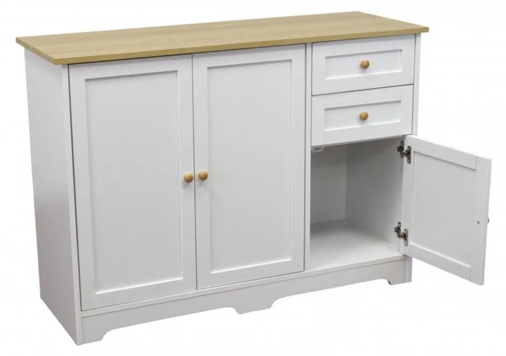 Buffet d'entrée en bois blanc compact à rangements multiples - 4