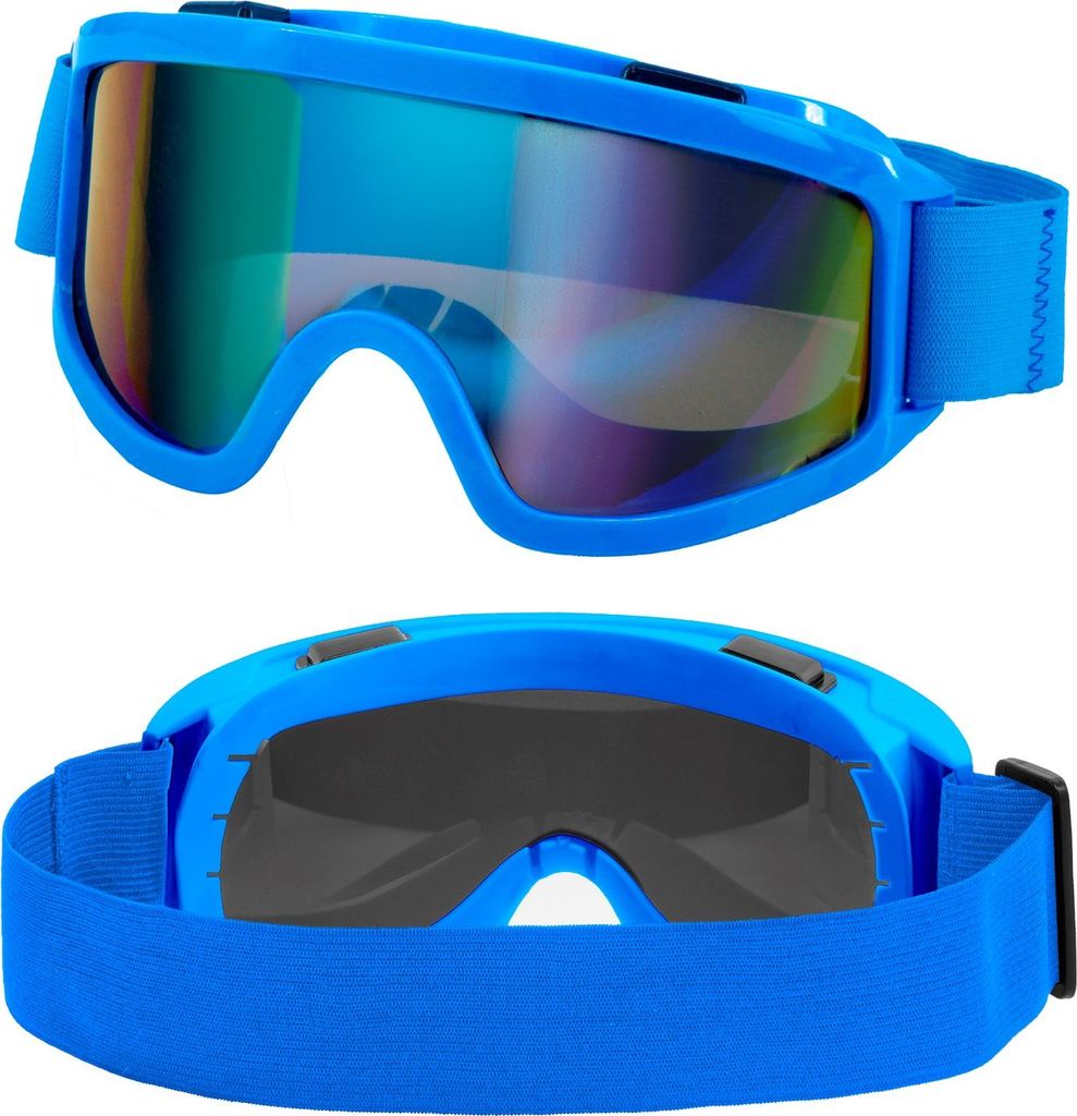 Retro Ski Brille in Neon Farben - 80er Jahre Brille Blau Produktbild 