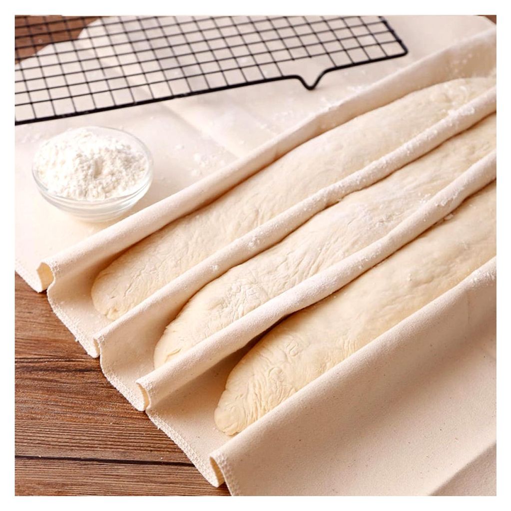 Großes beige fermentiertes Baumwoll-Backtuch 150 x 60 cm für Teigbrot Gärhilfe, langlebiges Backzubehör für professionelles und privates Brotb...