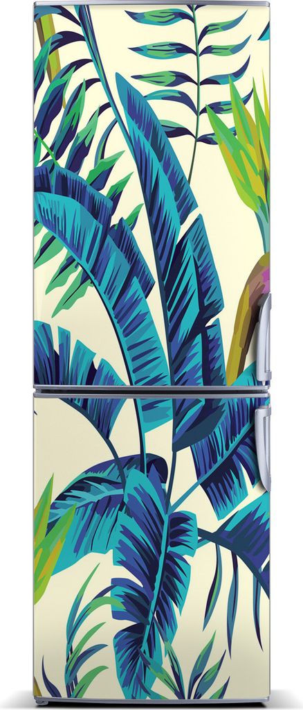 Tulup Kühlschrankdekoration - Magnetmatte - 60 cm x 180 cm - Magnet auf dem Kühlschrank - Tropische Blätter