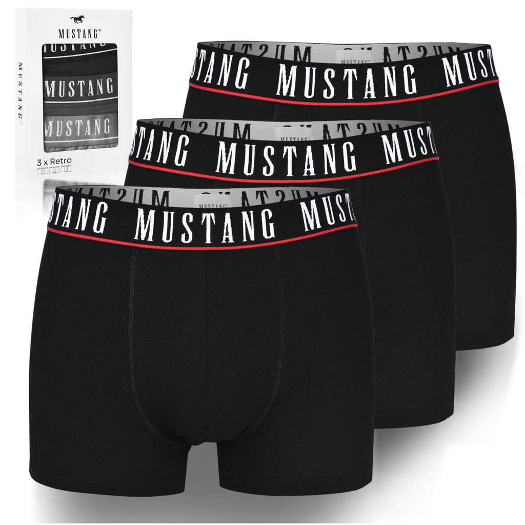 MUSTANG Herenondergoed 3-Pack Katoenen Boxershorts Zwart Productafbeelding 