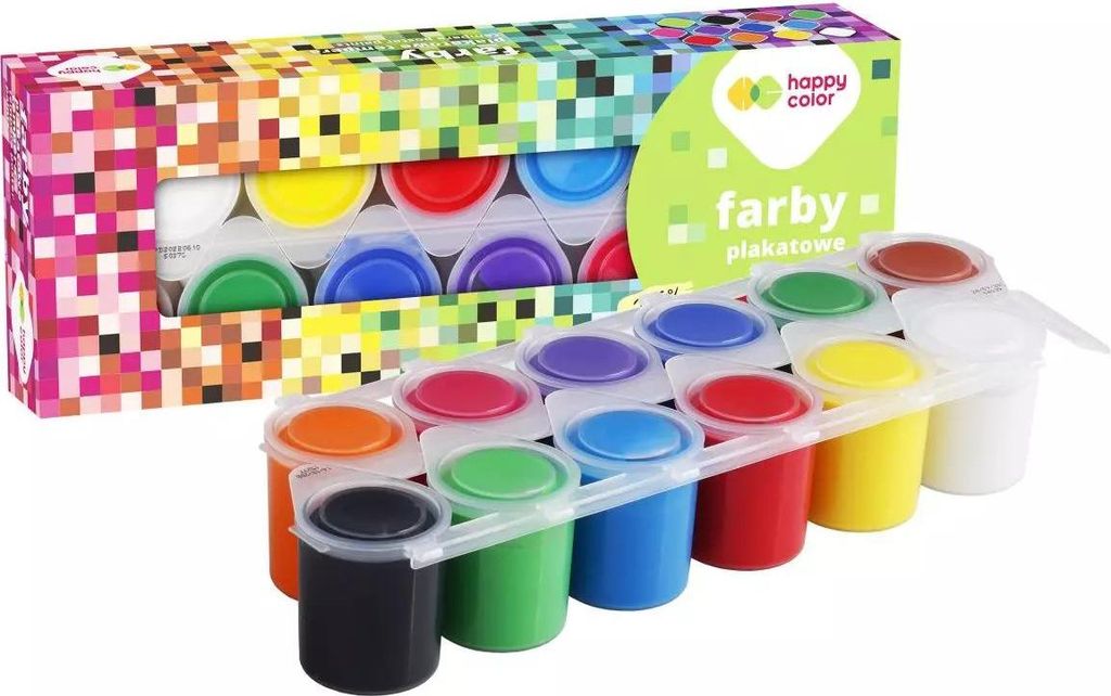 Plakatfarben Temperafarben 12 Farben 25 ml PIXI Happy Color