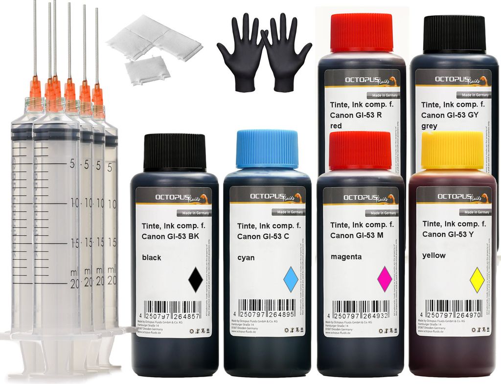 Druckertinten Set für Canon GI-53 MegaTank Pixma G 550, G 650 Drucker 6x250ml