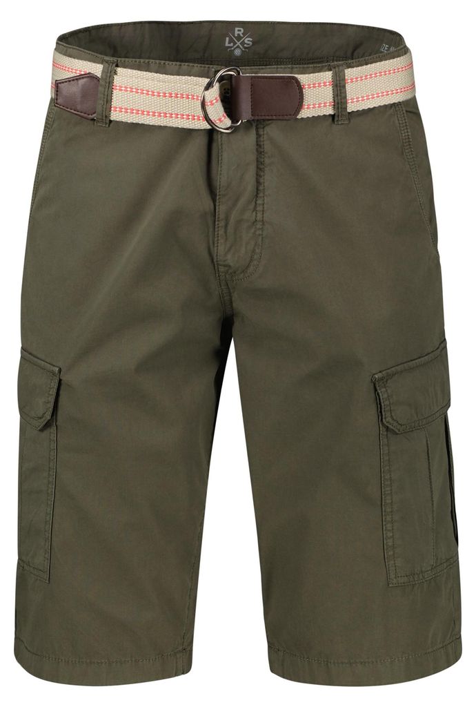 LRS Herren Cargo Bermudashorts mit Seitentaschen und Gürtel , Farbe: AGED OLIVE , Größe: 38