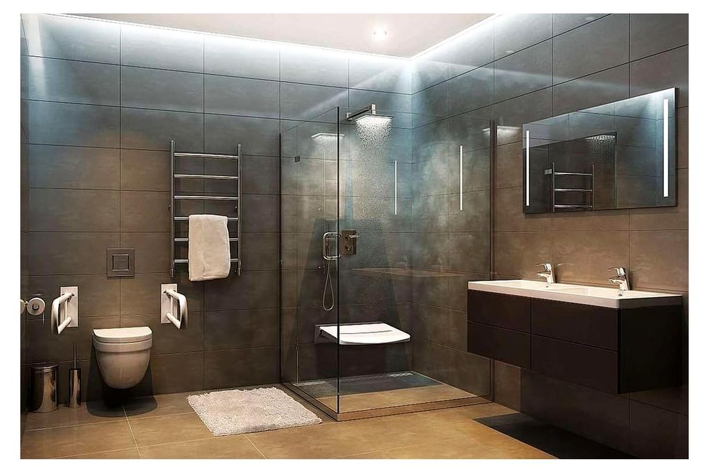 Griff mit Rückenlehne aus Eisen, Weiß, Kunststoff mit Abdeckung, 580x124x155 mm, 120 kg Traglast für Bad und WC