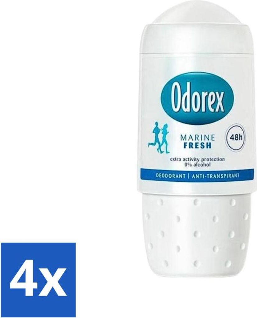 Odorex - Deodorant Roller - Marine Fresh - Belebender Duft - 50 ml - Vorteilspack - 4 Stücke