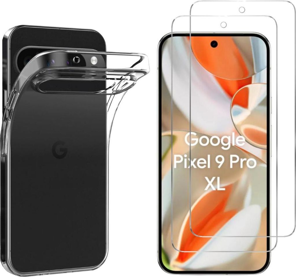 Hülle für Google Pixel 9 Pro XL mit 2 Displayschutzfolien aus Hartglas Phonillico