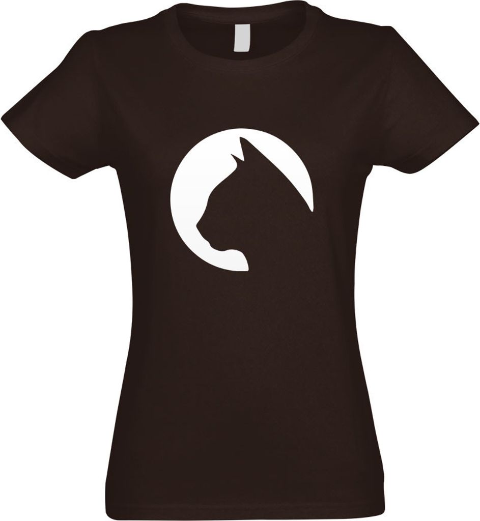 Kiwistar - T-Shirt tailliert - Damen - Chocolate - Katzenkopf Cat Head - mit Motiv Bedruckt - Funshirt Design - Sport - Freizeit - Damen - XXL
