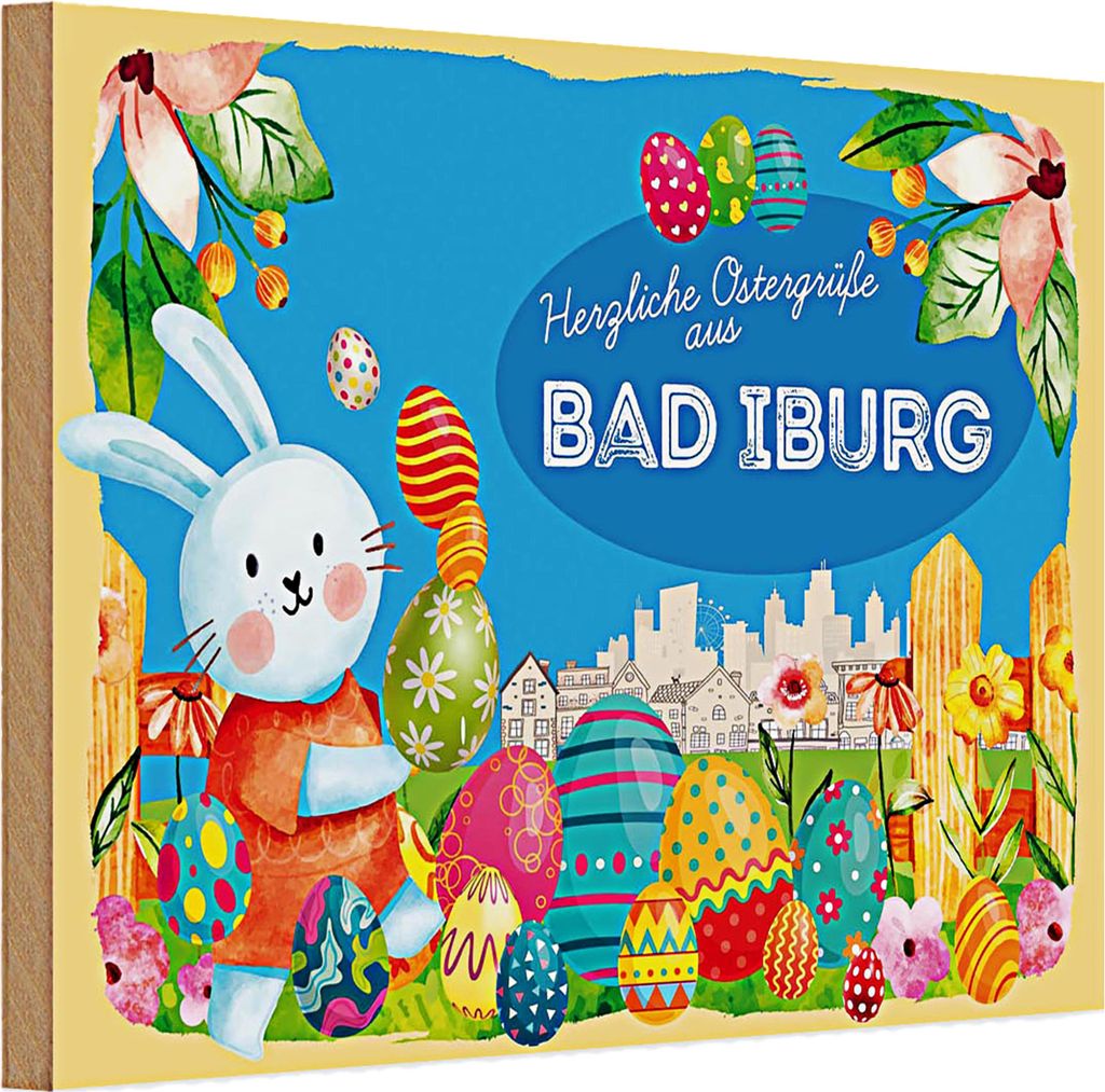 Holzschild Ostern Ostergrüße 30x20cm BAD IBURG