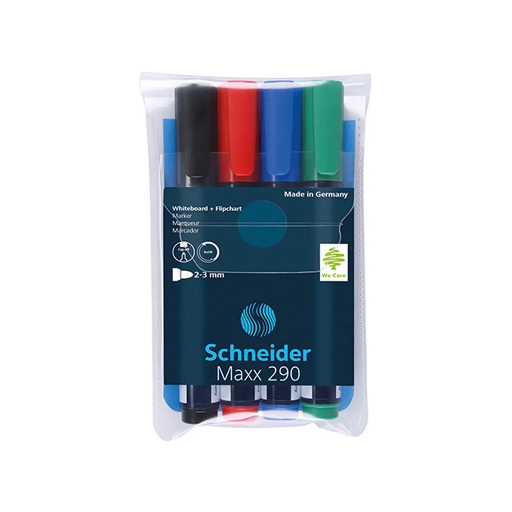 Schneider SN129094 Pennarello per lavagne 290 astuccio 4 pezzi assortiti