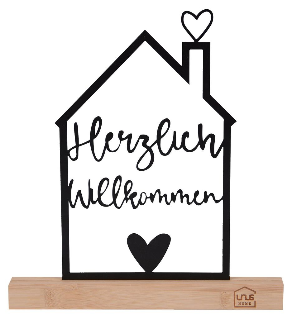 UNUS Deko Aufsteller Schriftzug Herzlich Willkommen schwarz