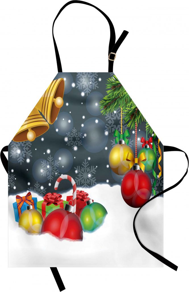 ABAKUHAUS Weihnachten Kochschürze, Zitieren Sie Druck mit ursprünglichen Feier-Gegenständen mit Geschenken und Süßigkeiten Bild, Höhenverstel...