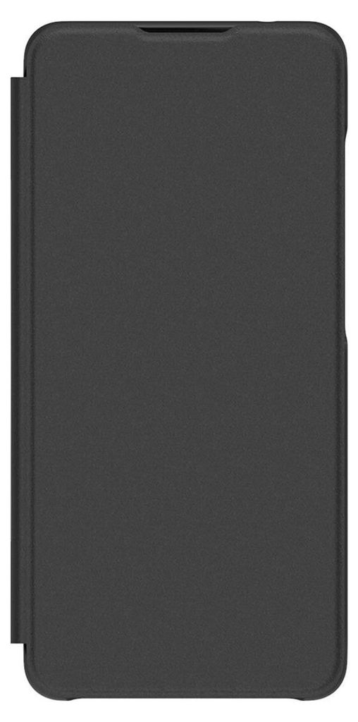 A black flip case for a smartphone is shown from the front.