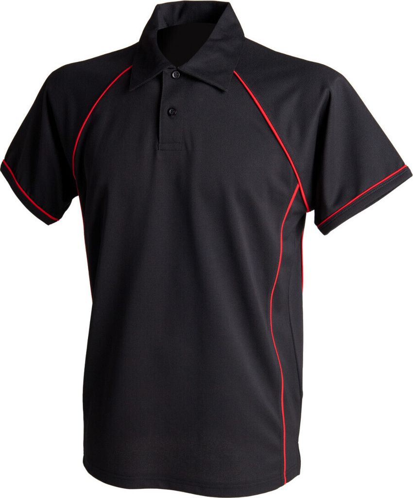 Finden & Hales Herren Sport Polo-Shirt, Kurzarm RW427 (3XL) (Schwarz/Rot)