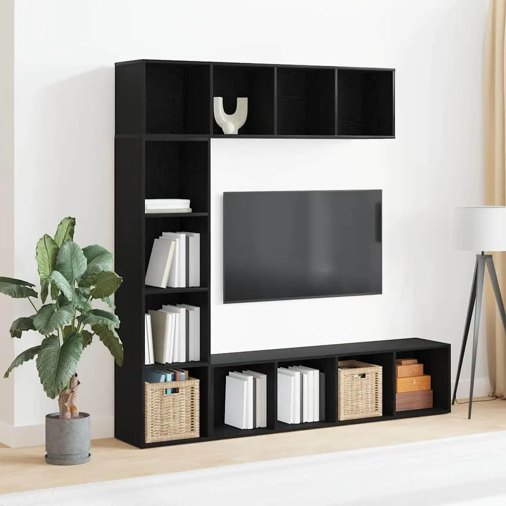 Étagère Robuste 3 Pièces Chêne Noir 143cm de Haut en Bois d'Ingénierie