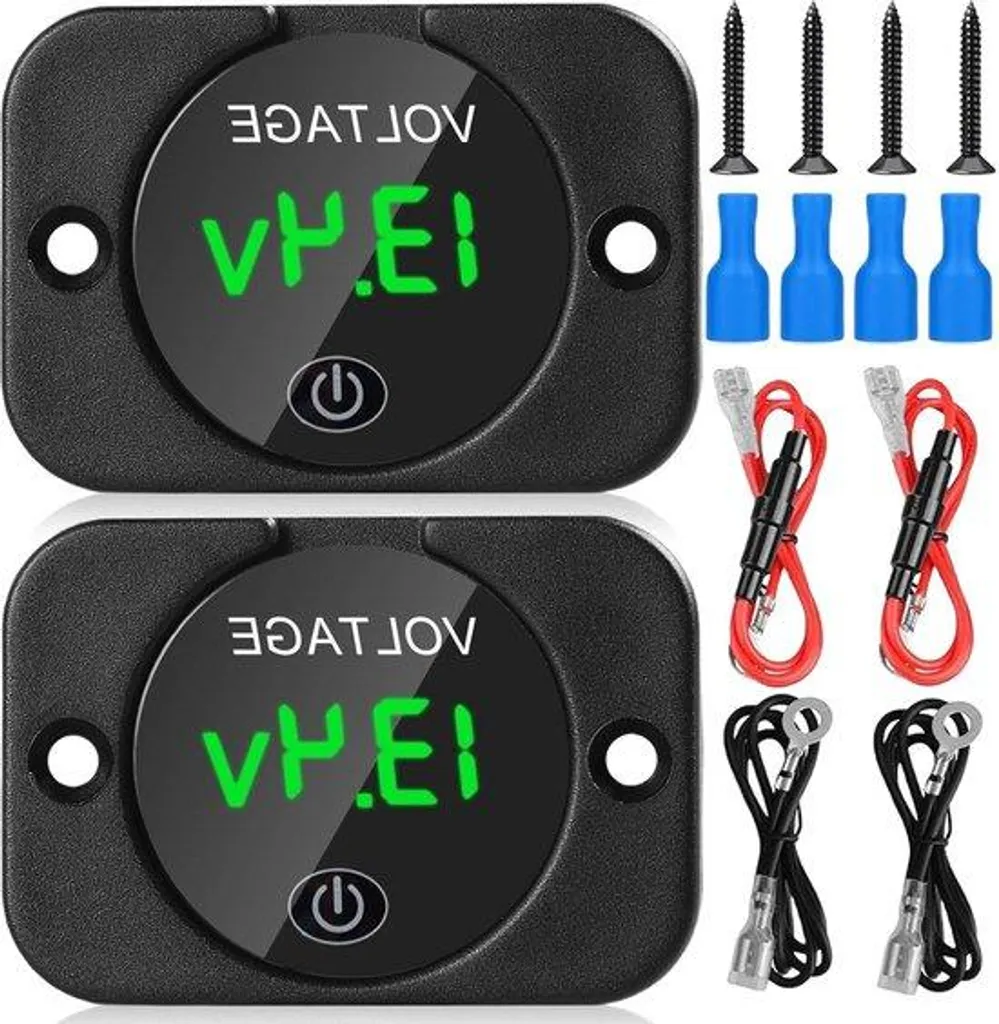 Voltmètre numérique 12V 24V étanche avec affichage LED vert auto bateau