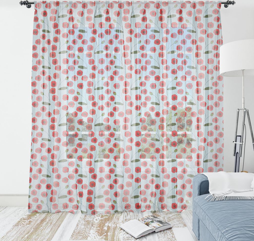 ABAKUHAUS Blumen Wandteppich, Mohnblumen-Blumen und Samen Blütenknospen Blätter, Wohnzimmer Schlafzimmer seidiges Satin Wandtuch, 220 cm x 274 cm...
