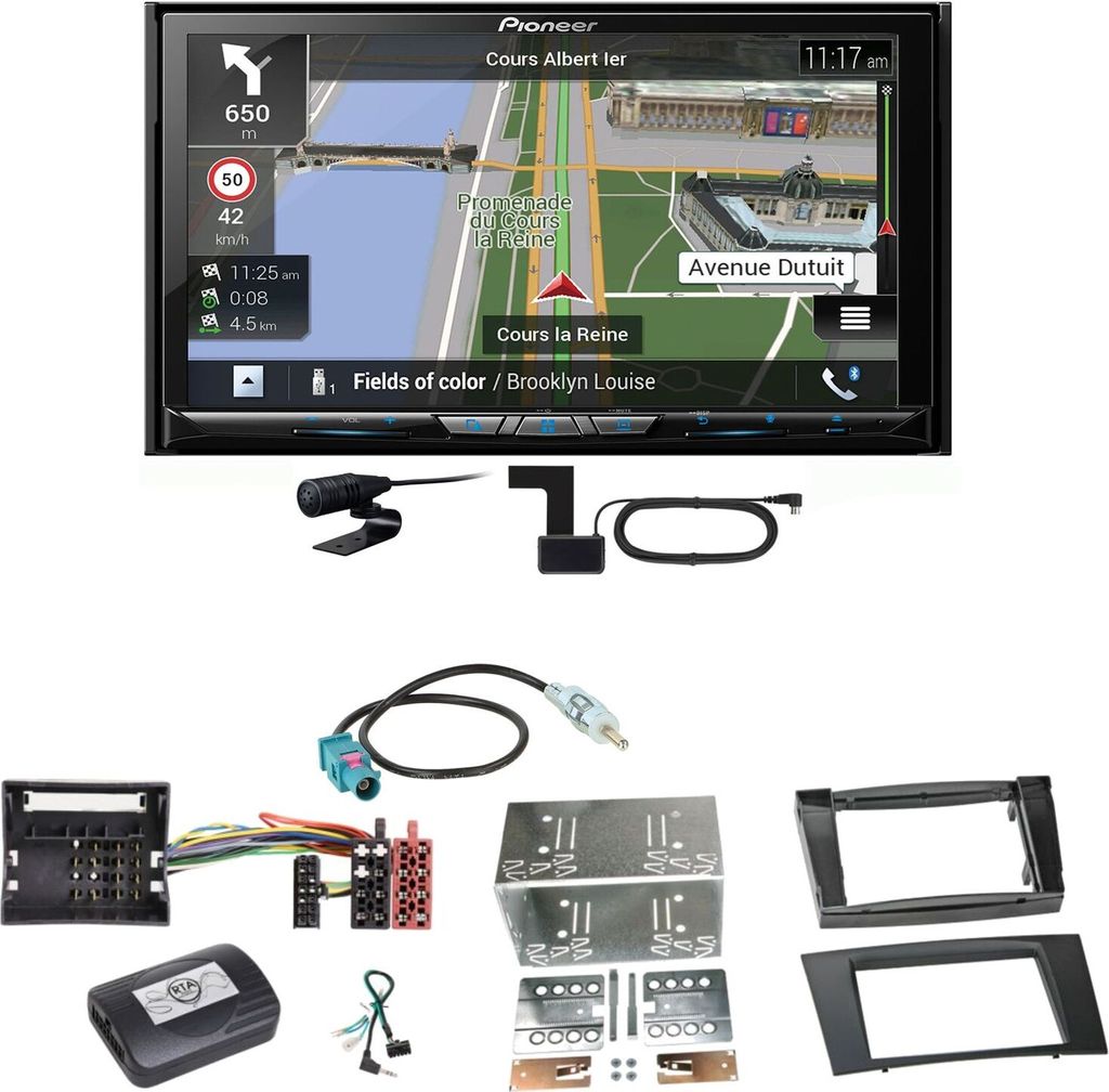 Pioneer AVIC-Z830DAB Navigation Bluetooth Einbauset für Mercedes W211 CLS W219