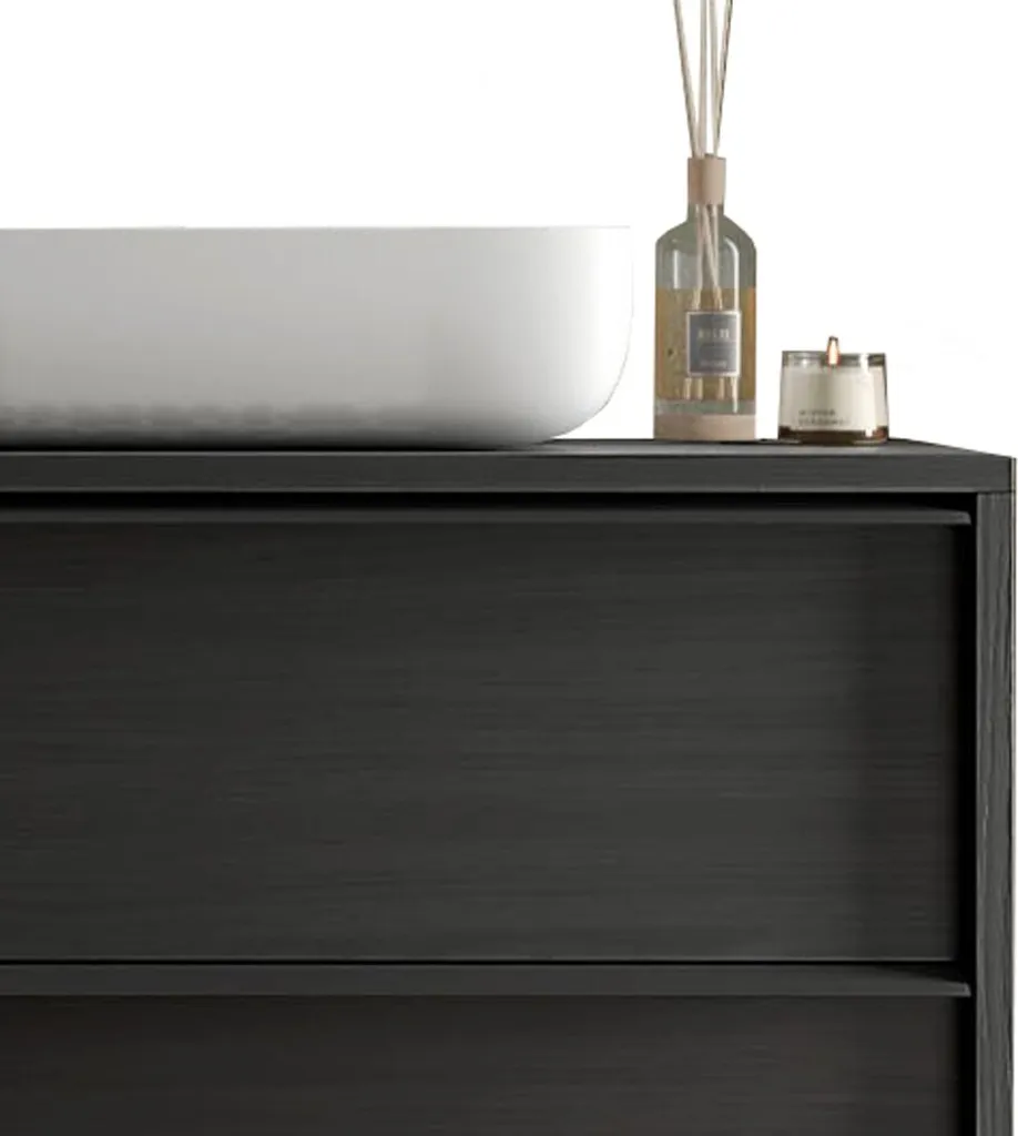 Meuble de salle de bains FRASSI 79 cm noir cendre avec vasque intégrée