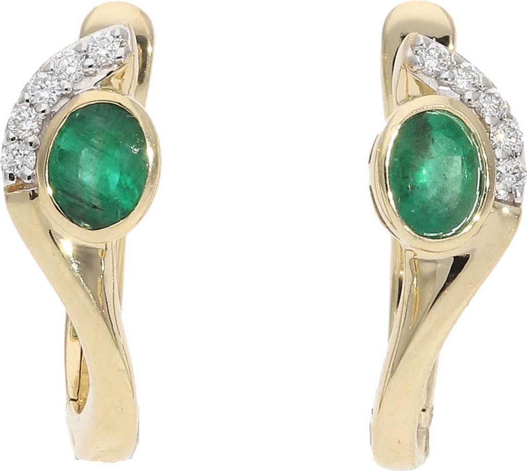Creolen Gold 585 mit Brillanten und Smaragd JL10-06-3557 JuwelmaLux