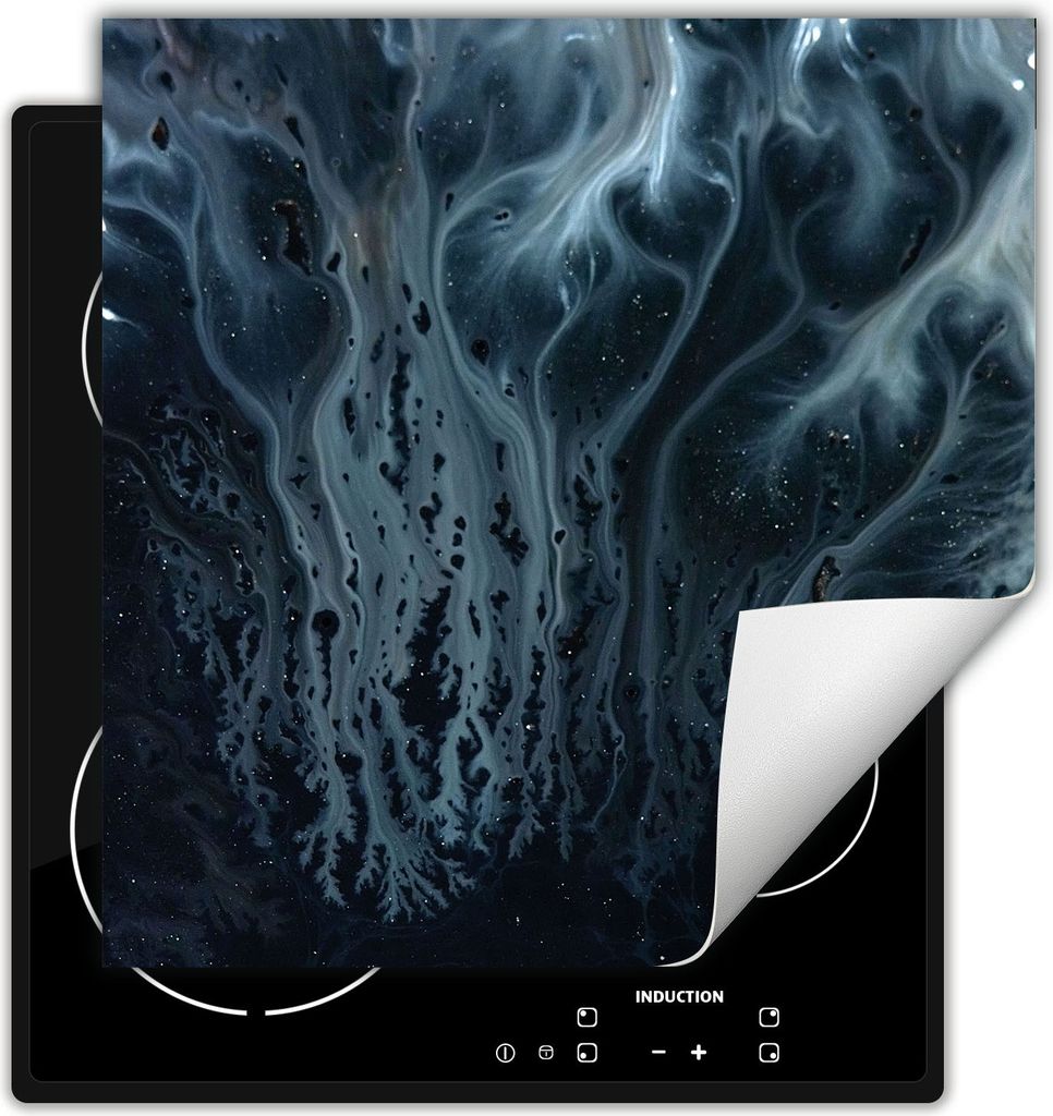 DarHaus Herdabdeckplatte 60x52 cm Anti Rutsch Matte Aufrollbar, marineblau - Marmor