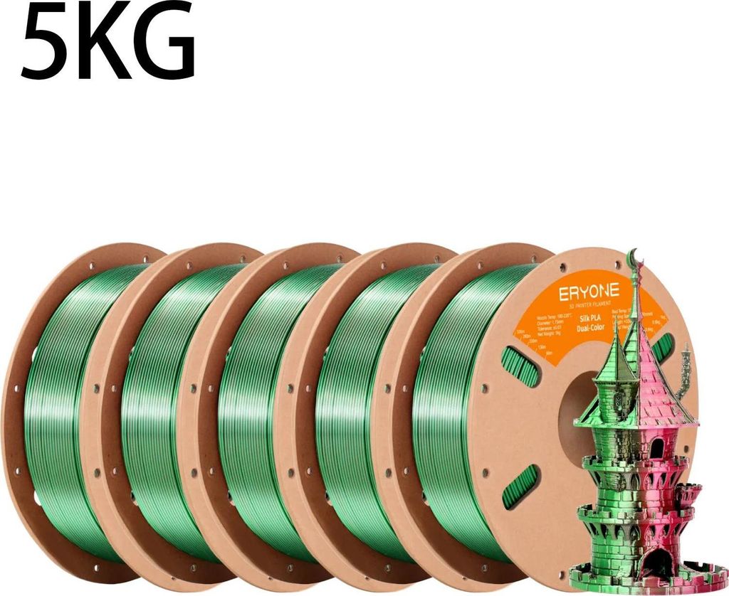 PLA Filament 1,75mm für 3D Drucker - Zweifarbig Silk Matt - FDM/FFF - Toleranz ±0,03mm - Rot Grün - 5kg Spule