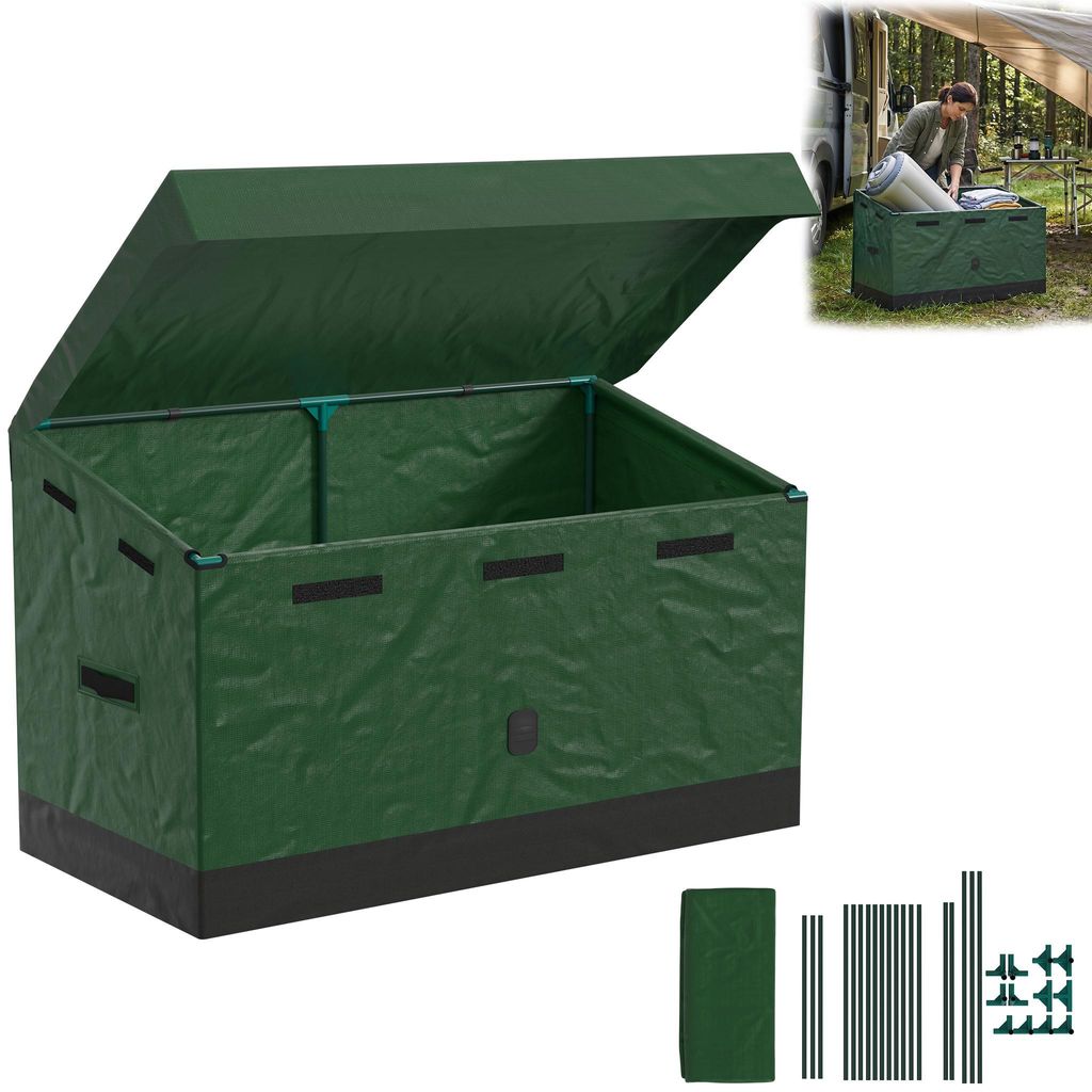 XINZI Garten Speicherkoffer Außen Aufbewahrungsbox 530L Gartenbox wetterfest UV-beständig mit Schrägdach Stauraum für Balkon & Terrasse