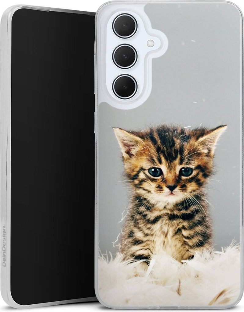 DeinDesign Slim Hülle für Samsung Galaxy A36 5G Silikon Case Ultra Dünn Handyhülle Feder Haustier Katze