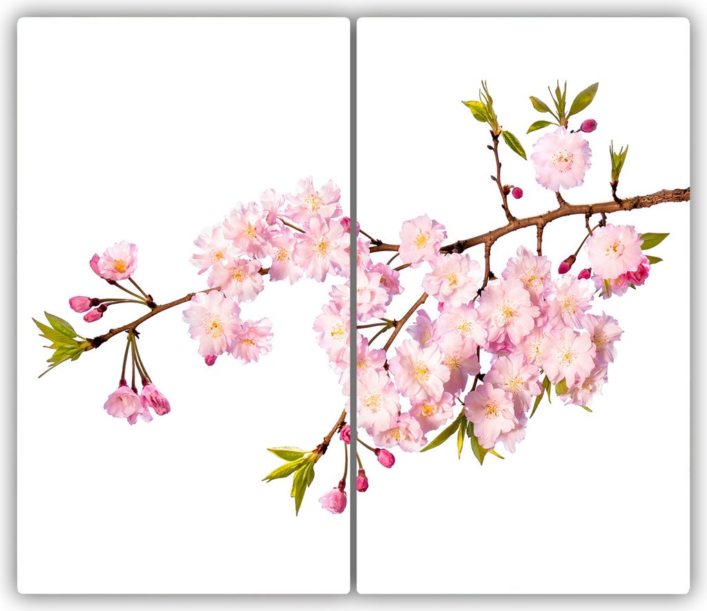 Tulup Glas-Herdabdeckplatte - 2x30x52cm - Glaskeramikkochfeld-Abdeckung Spritzschutz Zweiteilig Wildrose