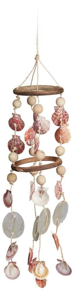 Relaxdays Windspiel mit Muscheln, maritimes Holz Klangspiel Produktbild 