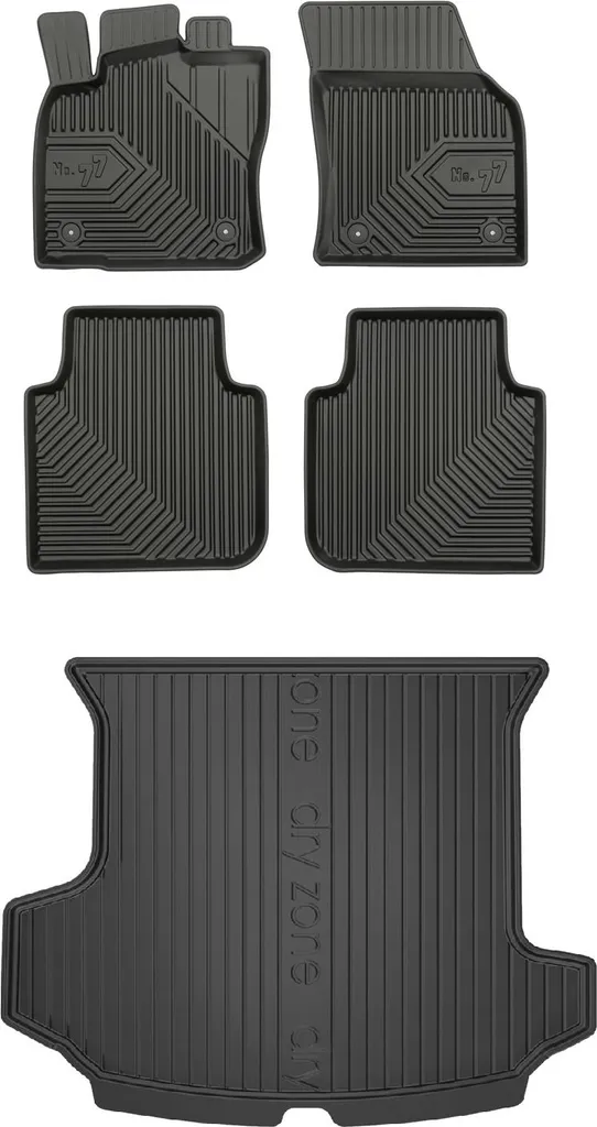 Tappetini 7 Posti Skoda Kodiaq: Addio Fango! Kit Gomma No. 77 + Baule