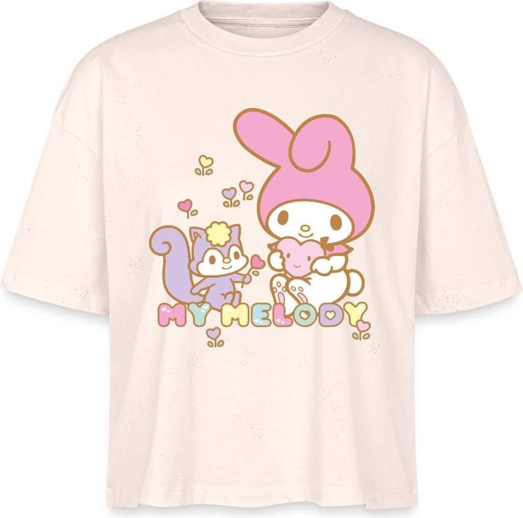 Spreadshirt My Melody Pflückt Mit Risu Herzblümchen Boxy Shirt Damen, XL, Natur
