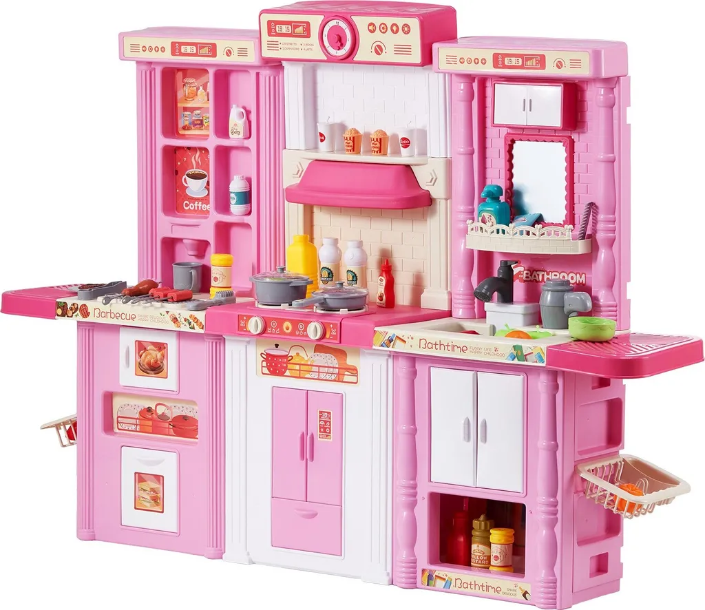 Cuisine enfant avec 74 accessoires dinette rose pour s'amuser - 11