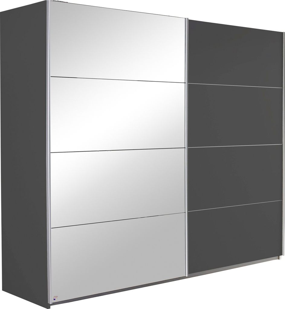 Schwebetürenschrank - Grau Metallic - 226 x 210 cm - mit Spiegel