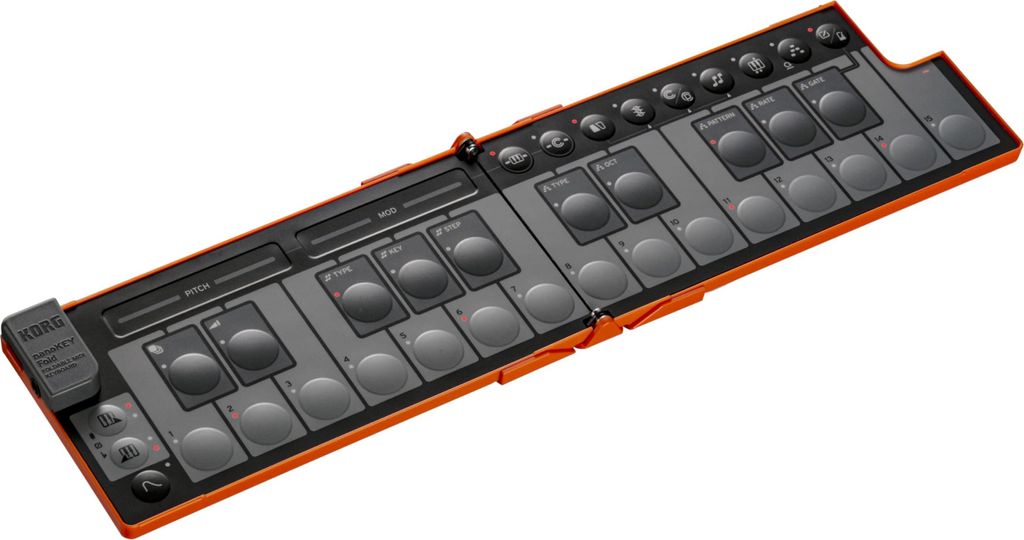 Korg nanoKEY Fold - Faltbarer 25 Tasten MIDI Keyboard Controller mit USB-C und TRS-MIDI - Lava Orange