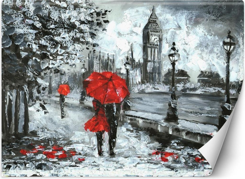 Vlies fototapete Ein Spaziergang in London 250x175 cm Feeby Rot inkl. Kleber einfache Montage