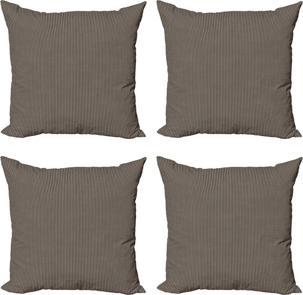 ABAKUHAUS Retro Kissenbezug Set (4 Stück), Halbton Inspired Tupfen, Moderner Doppelseitiger Digitaldruck, 60 cm x 60 cm, Dunkler Taupe und Champagne