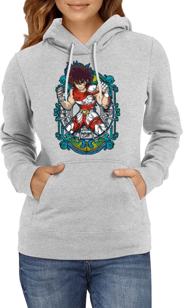 Damen Kapuzenpullover Japan Manga Comics Anime Saint Anime Seiya Pegasus Var-011 Pegasus Knight, Lady XS / Grau