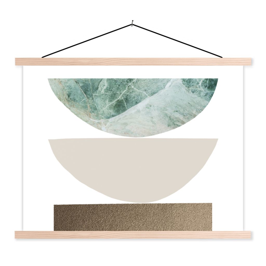 MuchoWow Textilposter Geometrische Formen - Minimalismus - Pastell 40x30 cm mit holzfarbenen Rahmen - Bilder