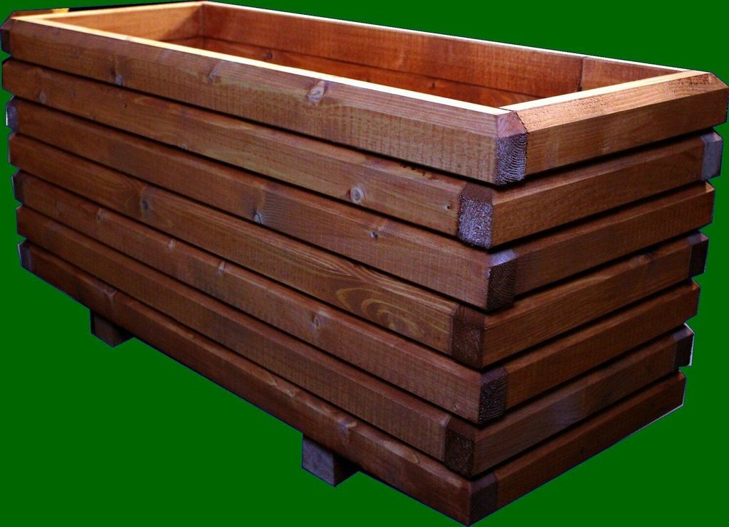 Massiver Pflanzkasten 60x40mm lasiert Außenmaße 80 x 60 x 28 cm Blumenkasten Hochbeet Pflanztrog Nr. PK - REAL-373