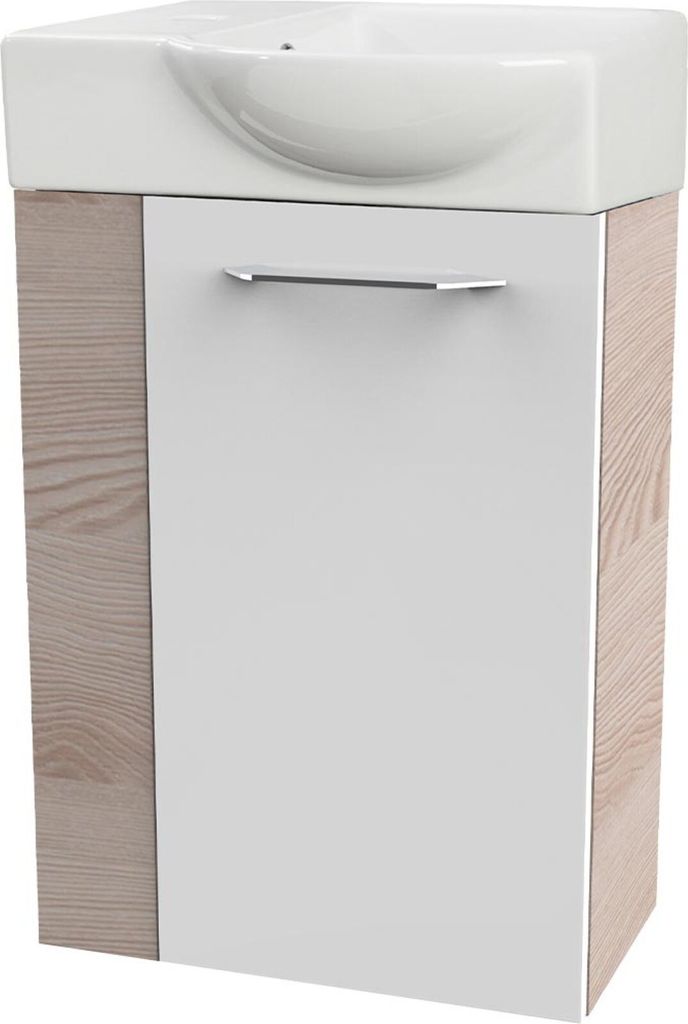 Fackelmann SBC B. CLEVER Gäste WC Set 2-teilig 45 cm, Braun hell/Weiß, rechts, Keramik Hahnloch links