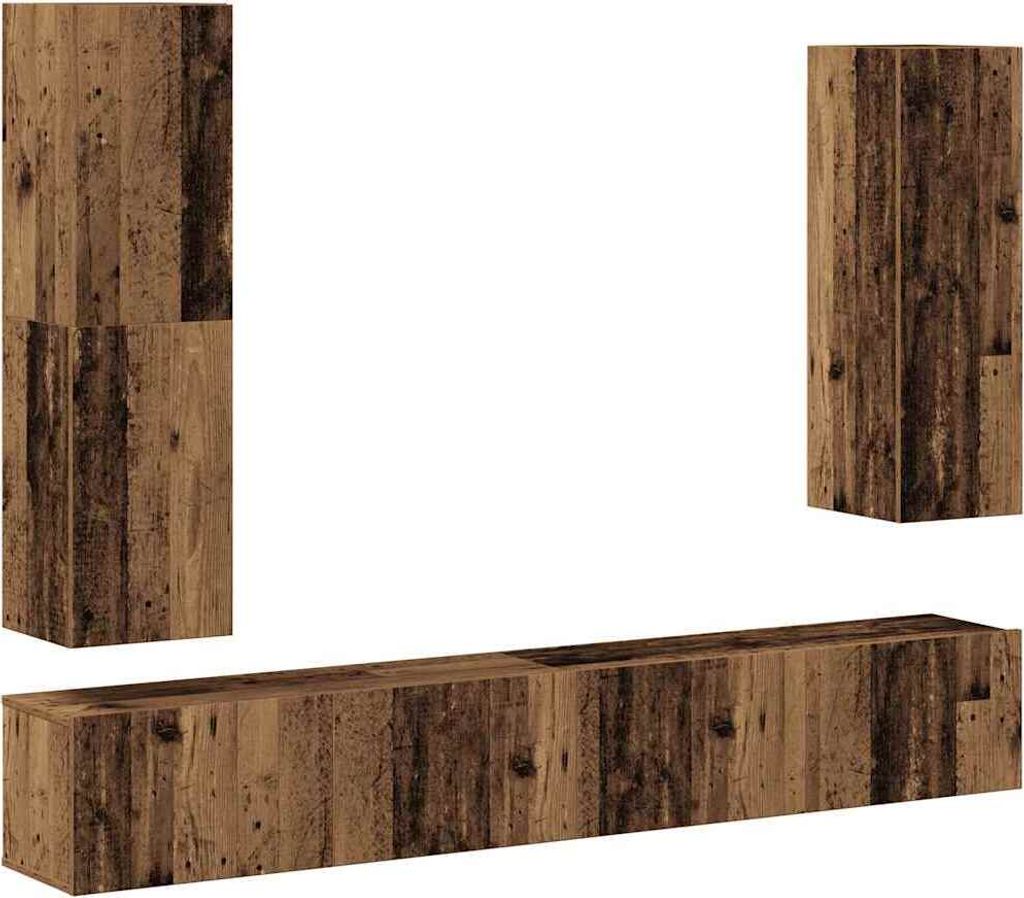 "SALE 2026" 4-tlg. TV-Schrank-Set - TV-Regal - Fernsehkommode - Wandmontage Altholz-Optik Holzwerkstoff - TV-Lowboard DE5869257