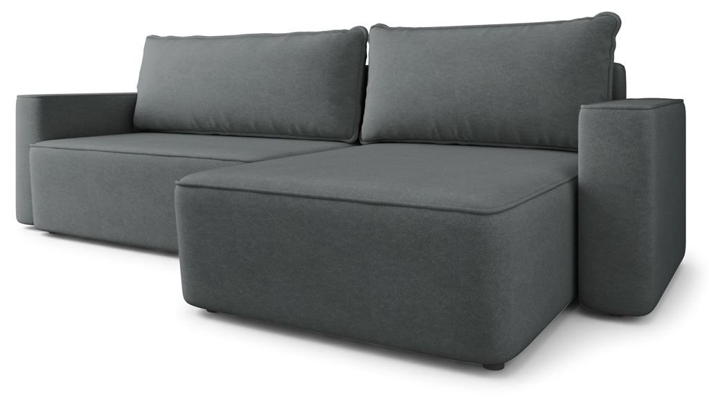 Masseno Ecksofa BELARO CL mit Schlaffunktion L-Form, Sofa mit Bettkasten, Wohnzimmersofa, Couch, Soffa, Bettsofa, Couchgarnitur- Grau, CASTEL 93