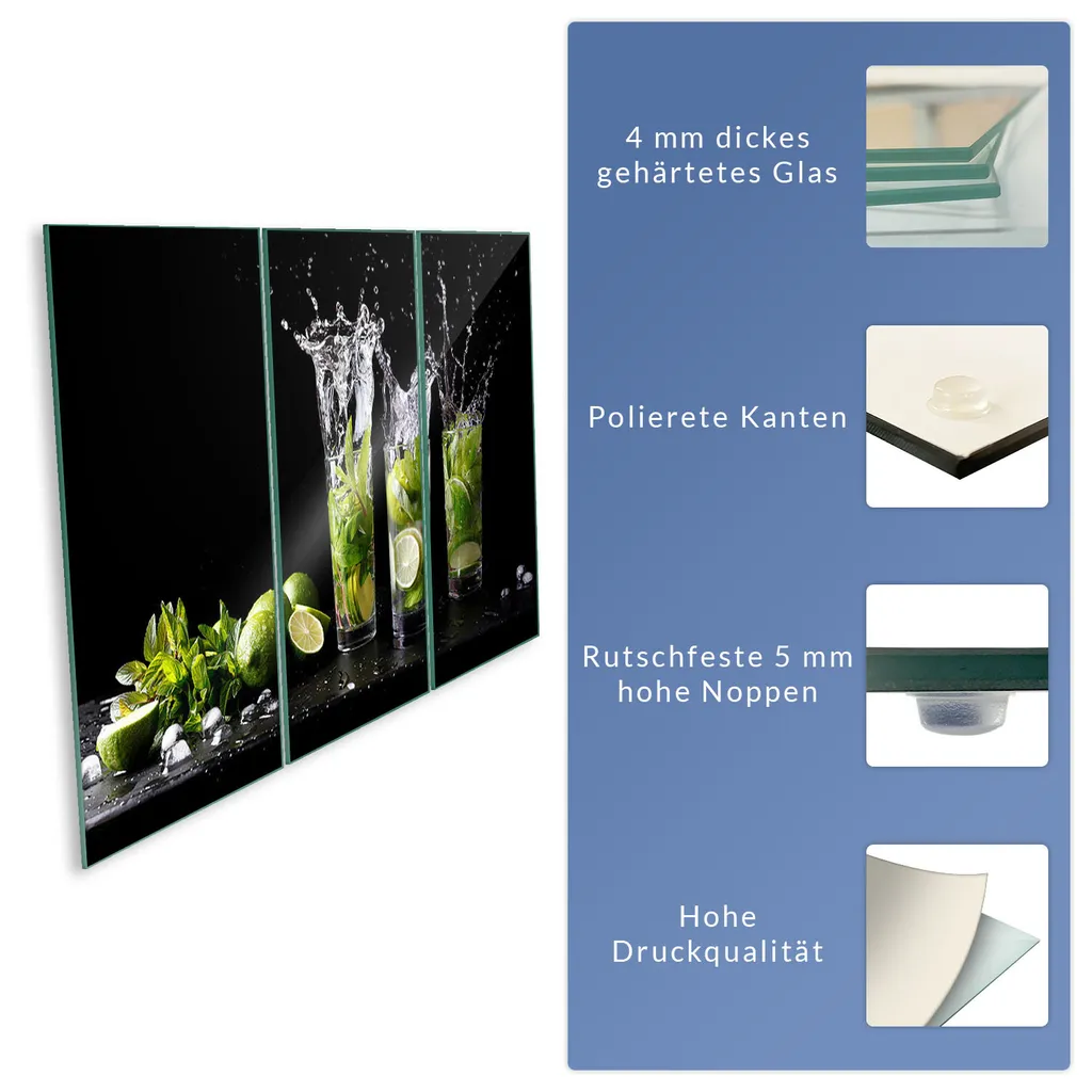 TMK - Piastra di copertura per fornelli, 90 x 52 cm, pezzo unico in vetro, per piano cottura a induzione, protezione dagli schizzi di vetro, colore: limone