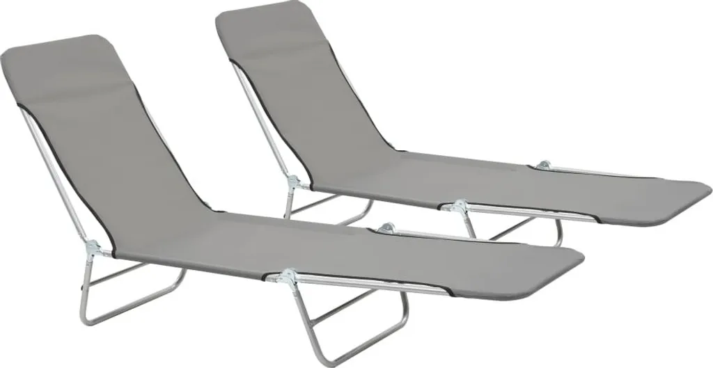 Set 2 Lettini Prendisole Maison Exclusive | Acciaio & Tessuto Grigio