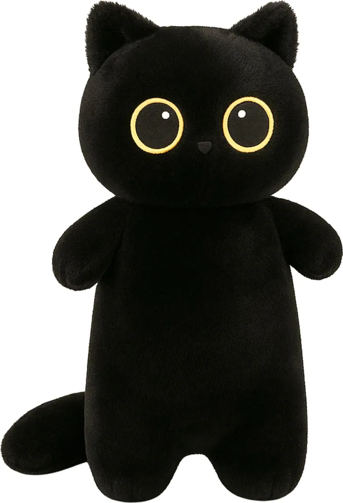 Grand Doudou Chat Noir 65 cm - Jouet en Peluche Souple pour Enfants