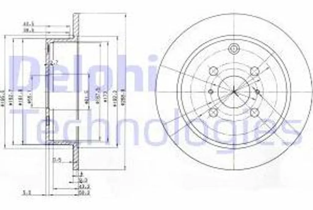 Disque de frein Delphi BG3867 OE 424310D050 pour Toyota Yaris et Corolla