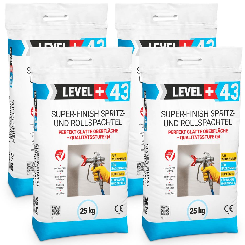 Super Finish 100kg Spritz- Rollspachtel Fertigspachtel Perfekt Glatt Q4 Sack L+43