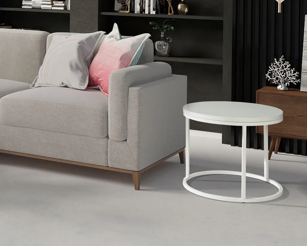 Table basse ronde blanche BASTROF 4 idéale pour petits salons urbains - 2