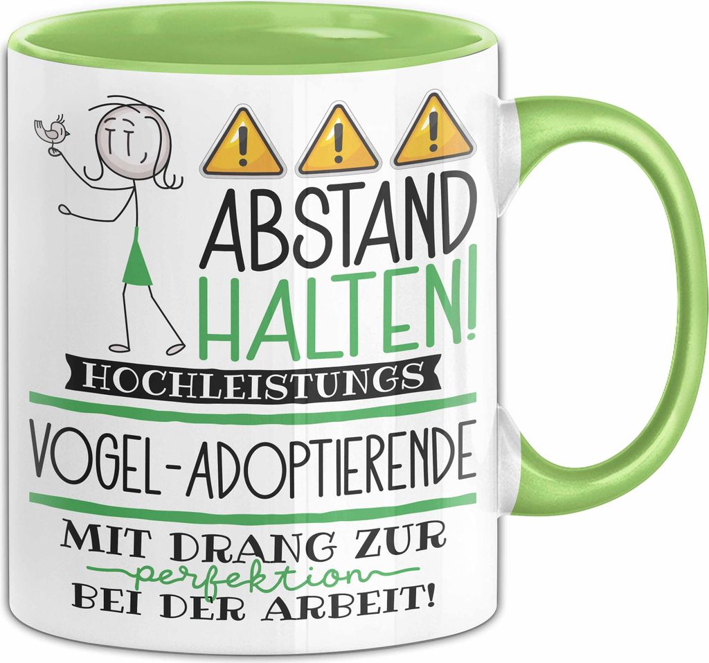 Vogel-Adoptierende Tasse Geschenk Lustig Abstand Halten Hochleistungs-Vogel-Adoptierende Mit Drang Zur Perfektion Bei Der Arbeit (Grün)